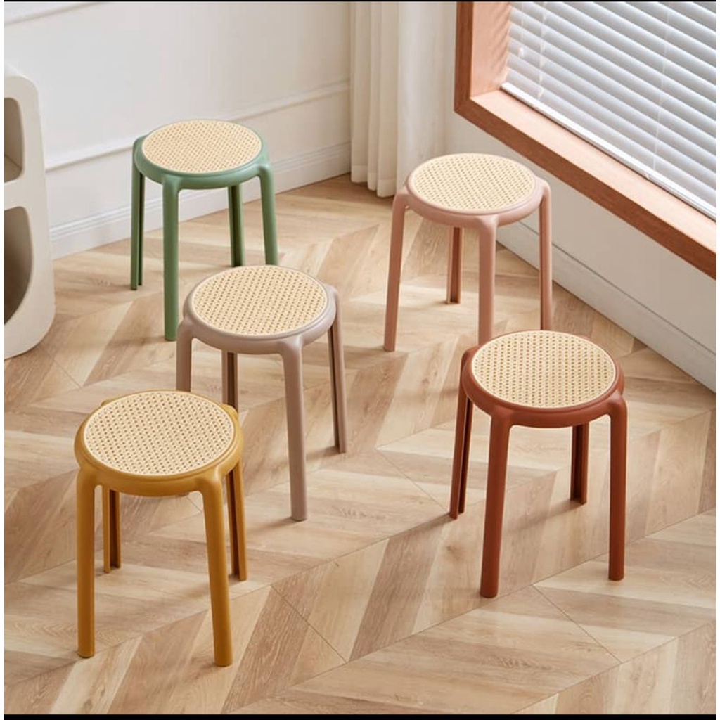 Plastic rattan stool hotsell