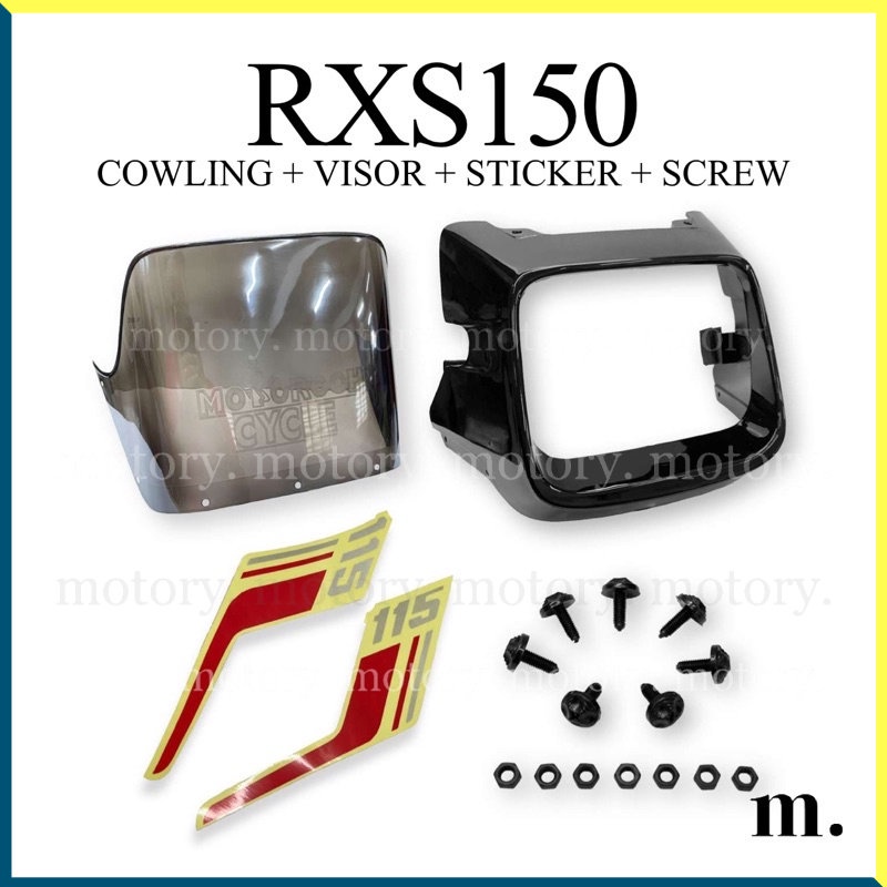 YAMAHA RXS115 - COWLING + VISOR + STICKER + SCREW (BLACK) WINDSCREEN ...
