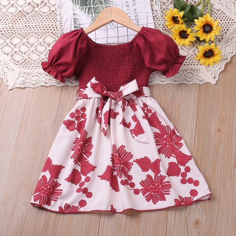Girls Pearl Puff Sleeve Princess Dress 4-12 Years Old Embroidered Puff Skirt Carnival Birthday Party Evening Dress