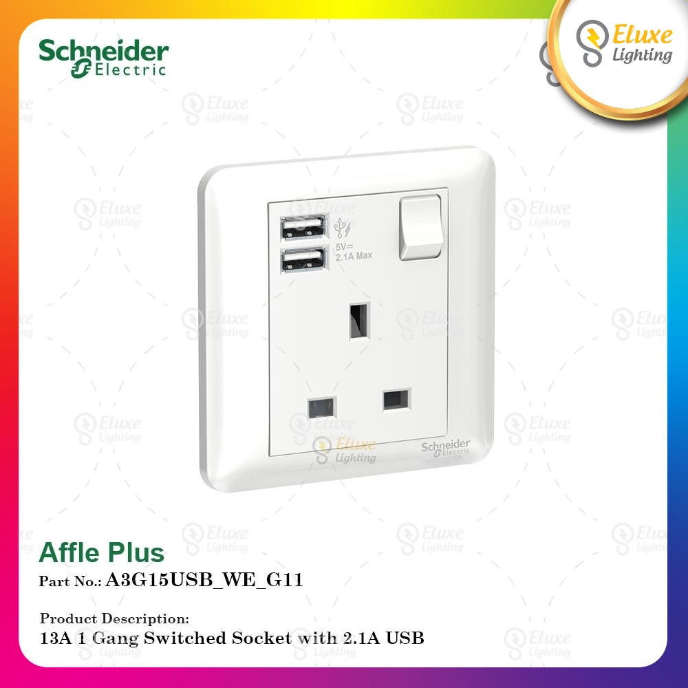 SCHNEIDER AFFLE PLUS 13A 1GANG 2.1A USB SOCKETS | Shopee Malaysia