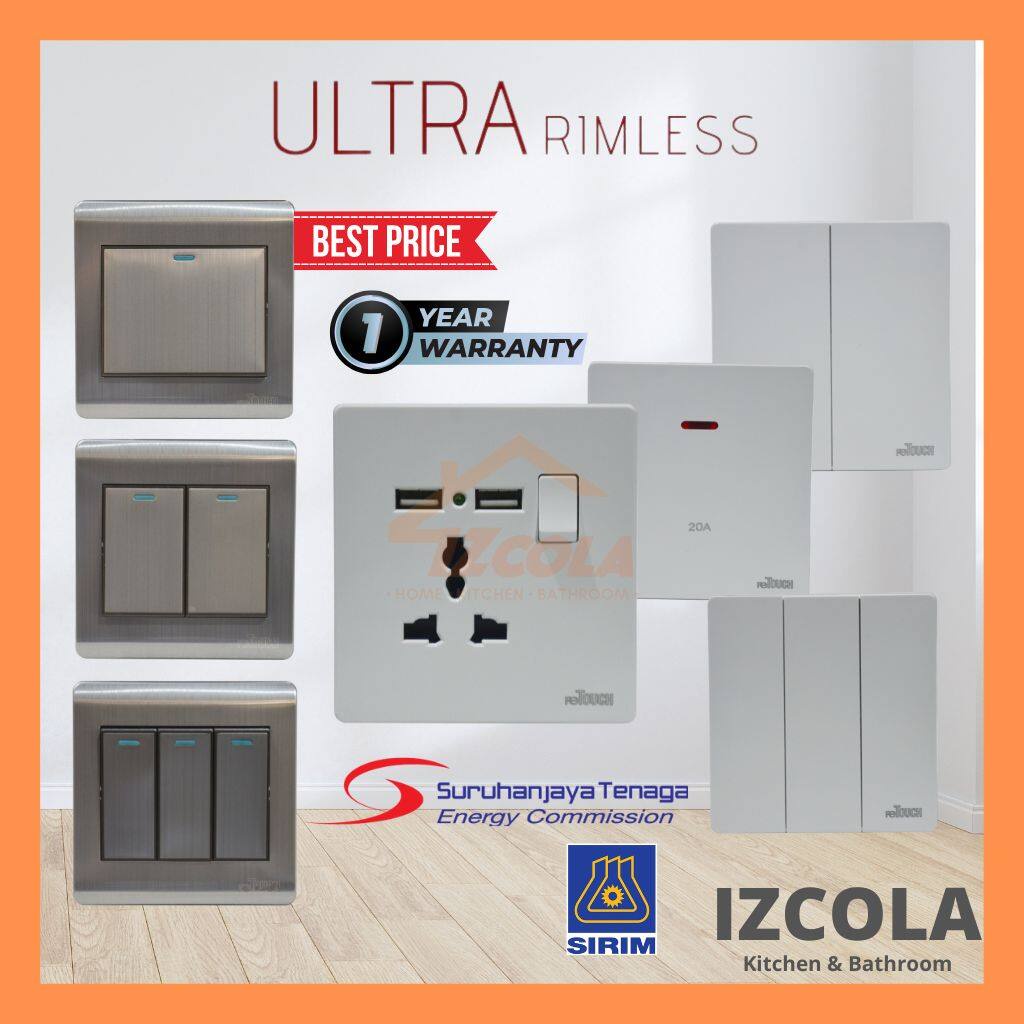 [SIRIM] Retouch Ultra Rimless Switch Socket and Wall Switches Slim ...