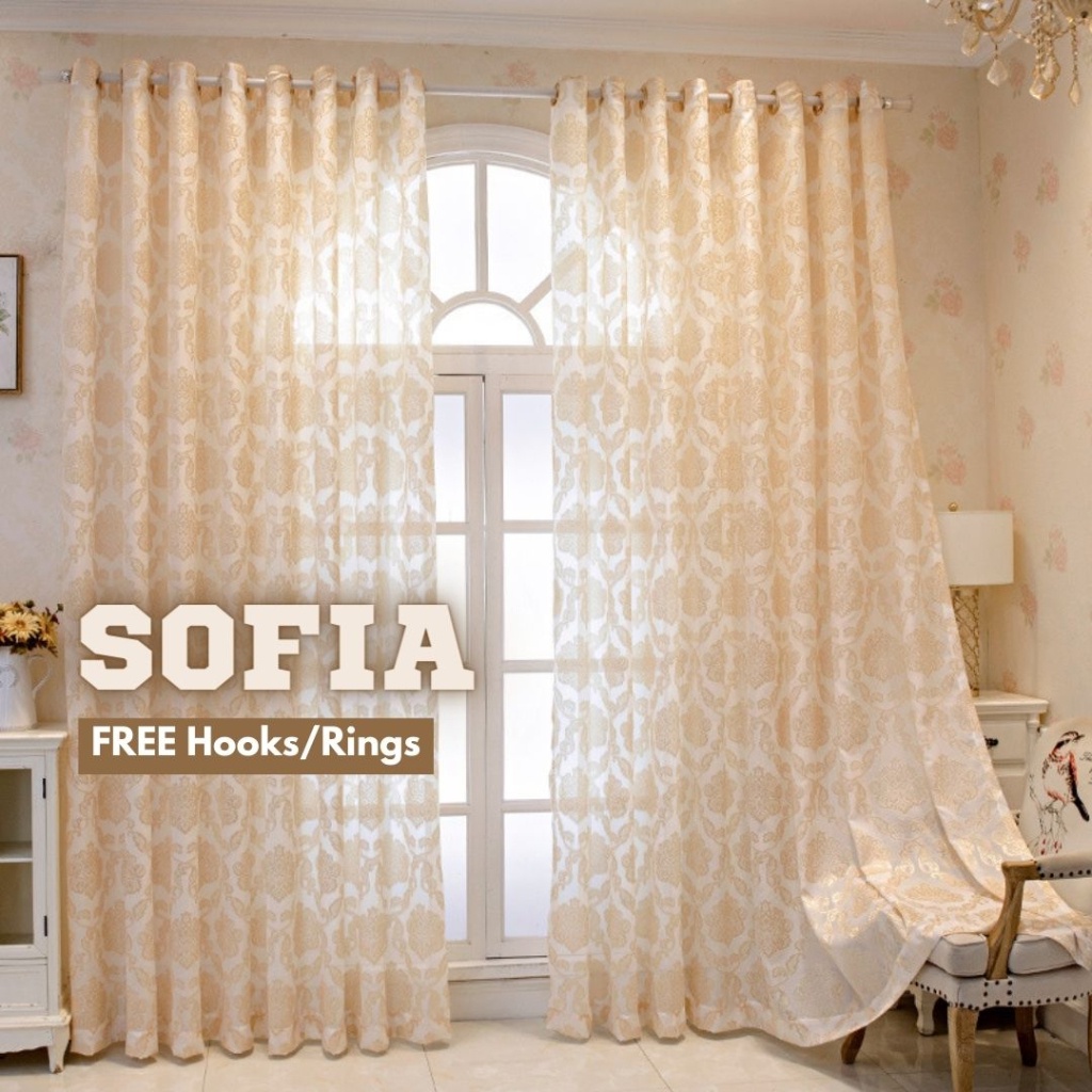 Damask Lace Sheer Tulle Day Curtain Langsir Lining Putih French Pleat
