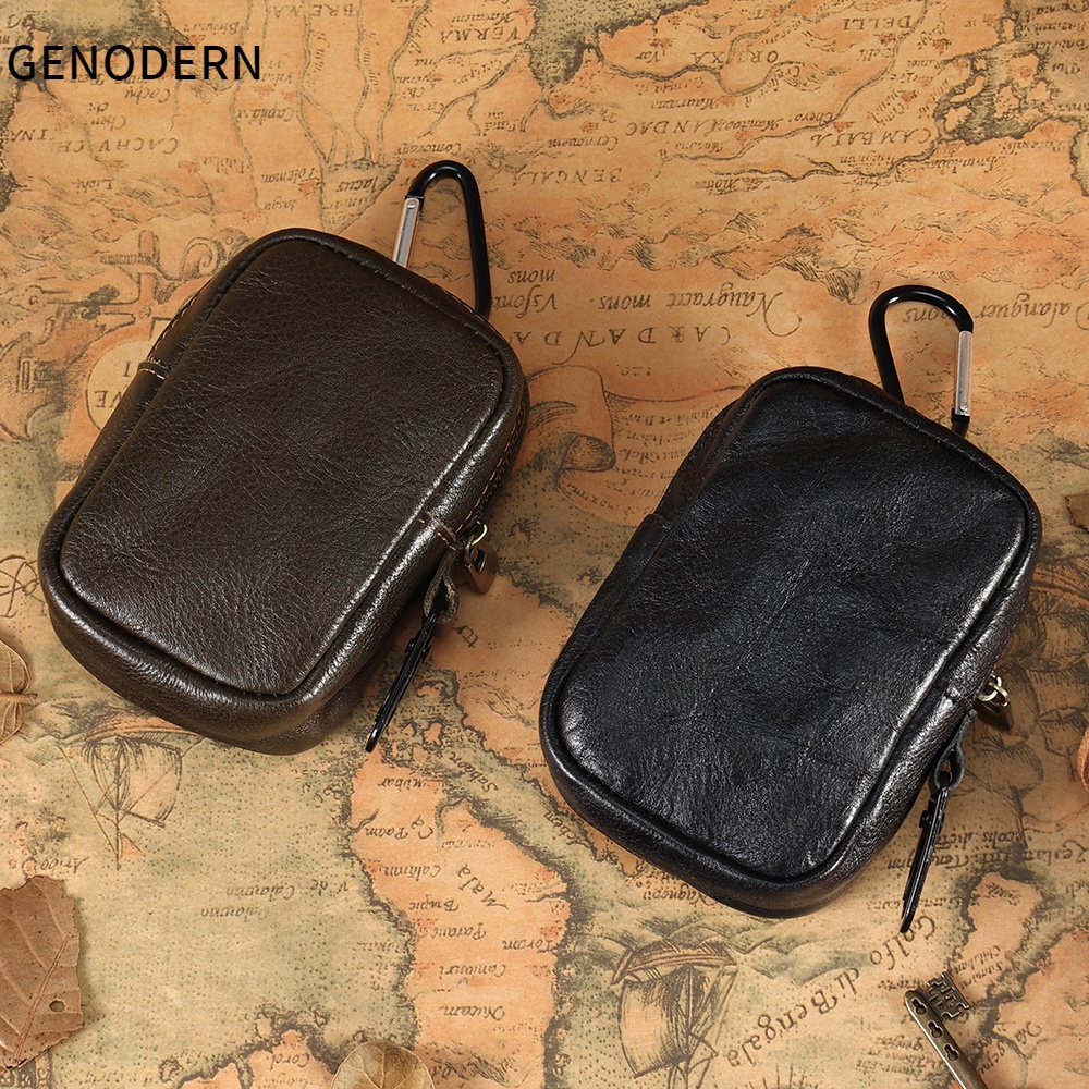 Genuine Leather Waist Fanny Pack Earphone Bag Mini Key Holder Pouch