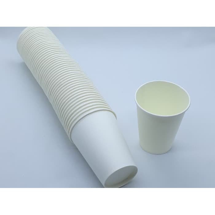 PUTIH Hot PAPER CUP SIZE 8oz Plain White PAPER CUP 240ML Contents 50pcs ...