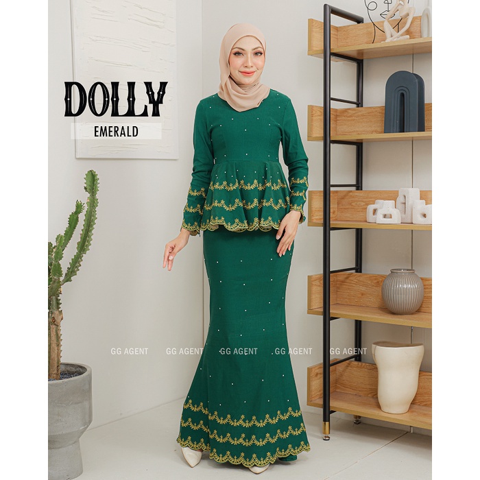 Baju Kurung Moden Sulam Baju Raya 2023 Gc Dolly Peplum Black Dark Blue