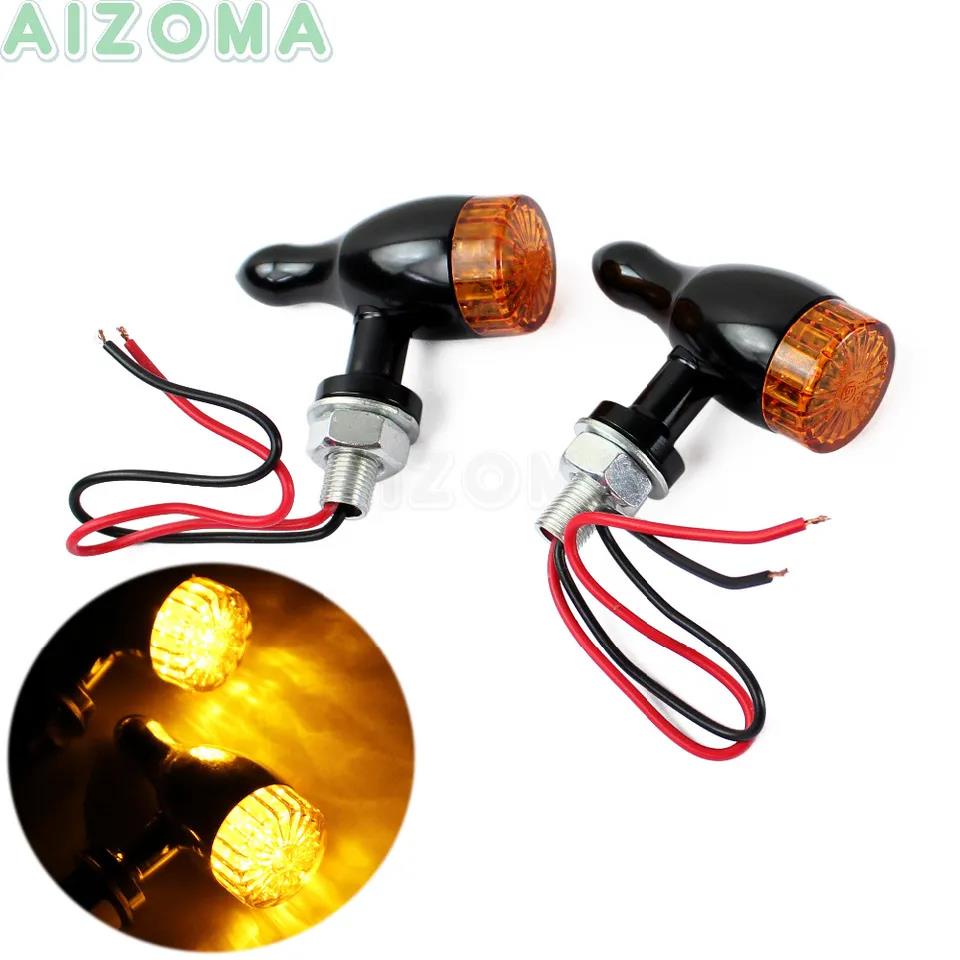 2pcs Motorcycle Billet Turn Signal Lights Black Indicator Flasher 12v