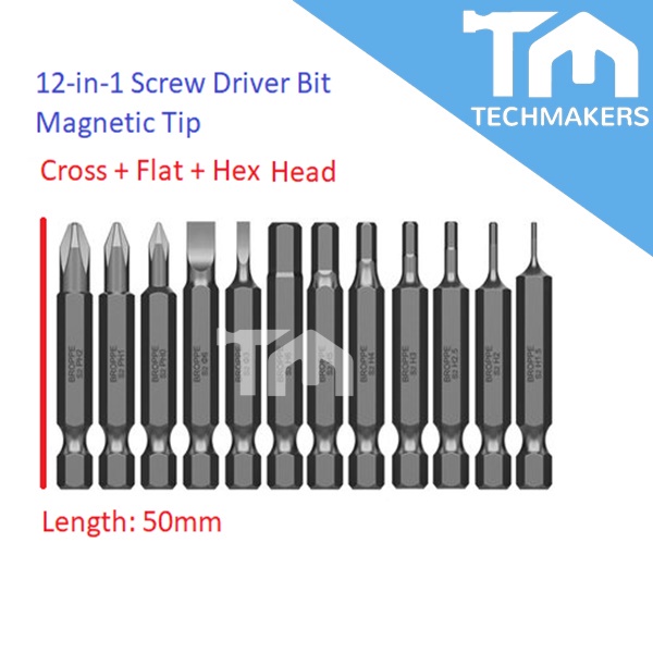 12-in-1 Magnetic Screw Driver Bit ScrewDriver S2 Steel Handdrill DIY Collection Magnet Phillips Cross Hexagon