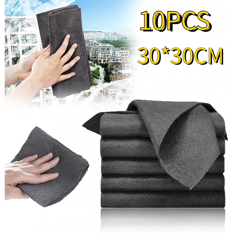 10PCS Thickened Magic No Trace Glass Cleaning Cloth Dishcloth Lint ...