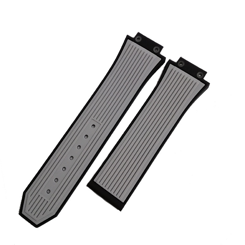 Hublot Ersatzarmband – Schwarzes Silikonband Mit Edelstahl-Schließe, 25x19 Mm, Diamant-Design