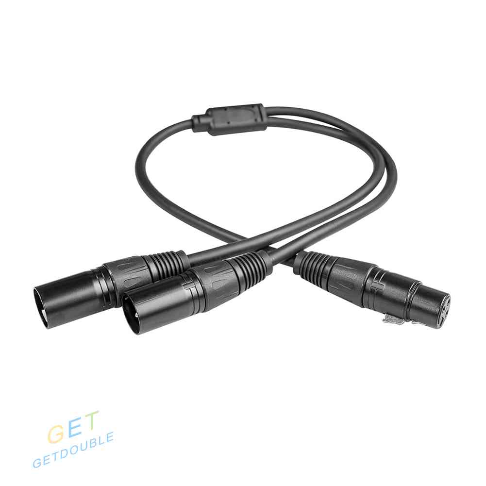 Cod 50cm 3 Pin Xlr Female To Dual Xlr Male Y Splitter Adapter Cable Wire Black Shopee Malaysia 8400