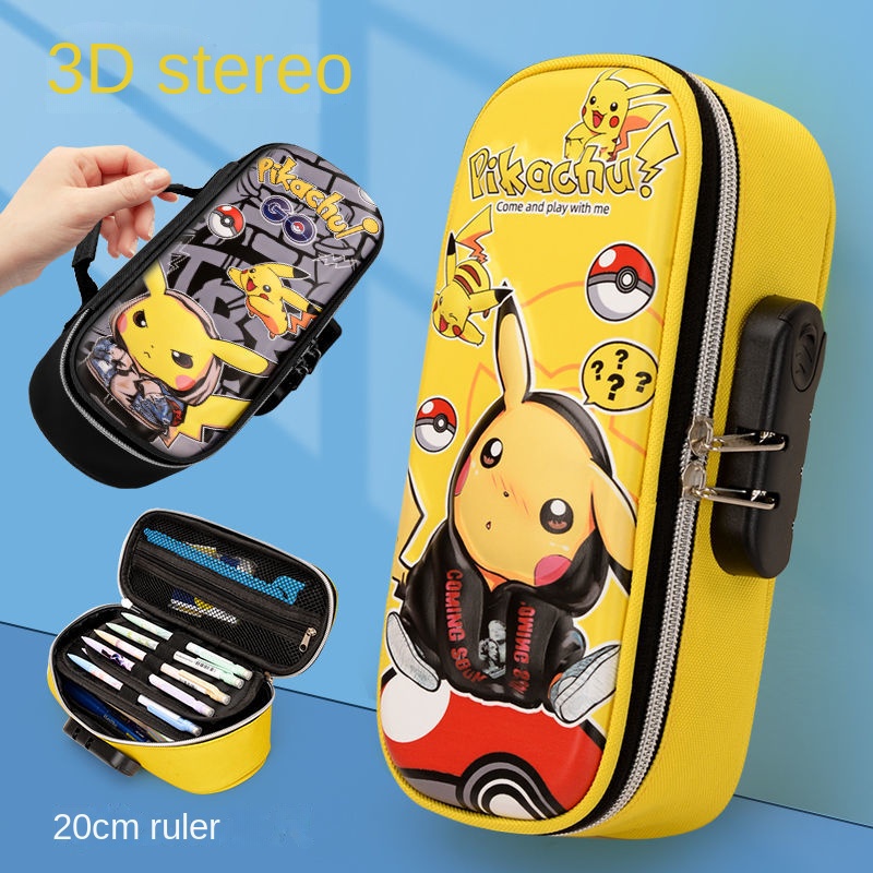 Pokemon Pikachu Pencil Case Code Lock Stationery Box 3D Three ...