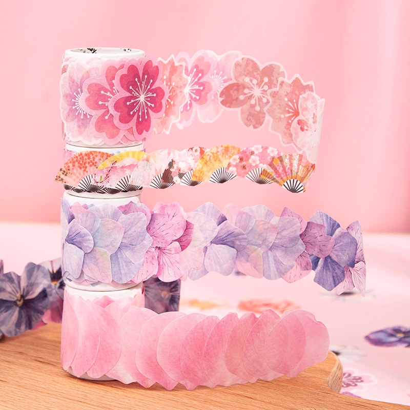 Journal Go 50pcs/roll Creative Sakura Washi Paper Sticker Tape Flower ...