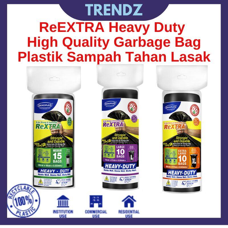 Sekoplas ReXTRA HDPE Heavy Duty Garbage Bag Stronger & Durable High ...
