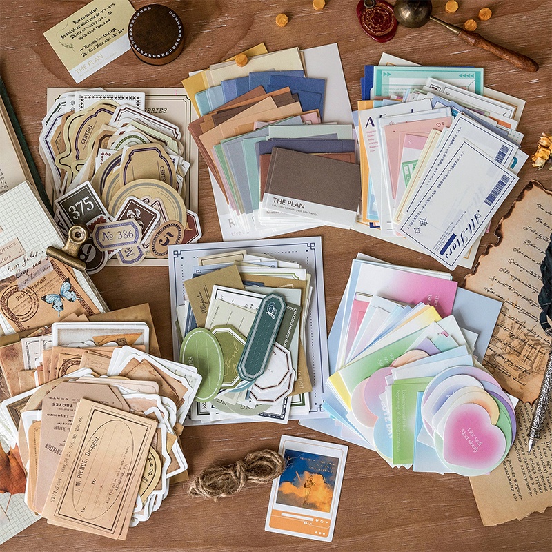 100pcs/pack Vintage Junk journaling collage sticky notes material pack ...