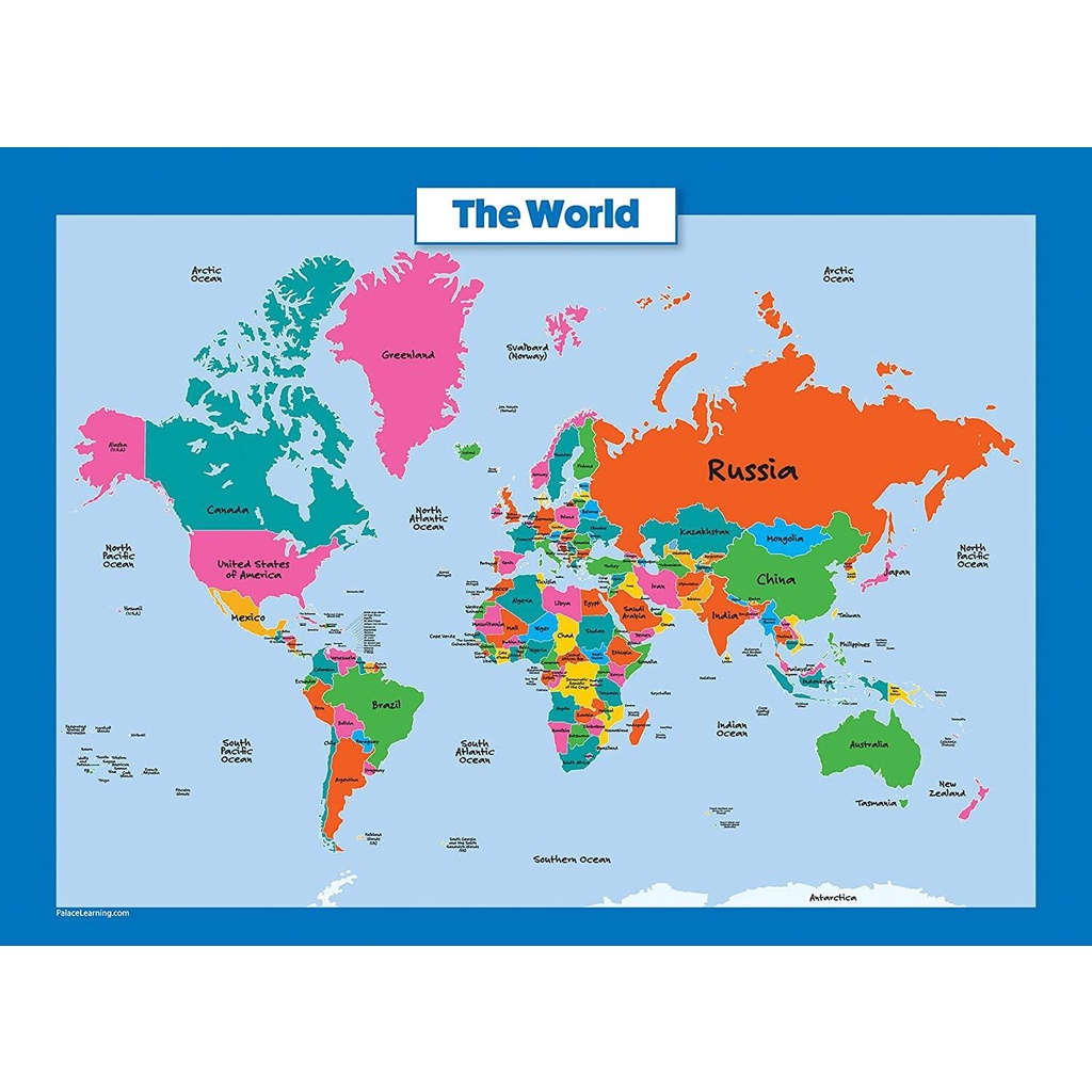 World Map for Kids Laminated Wall Chart Map of The World | Shopee Malaysia