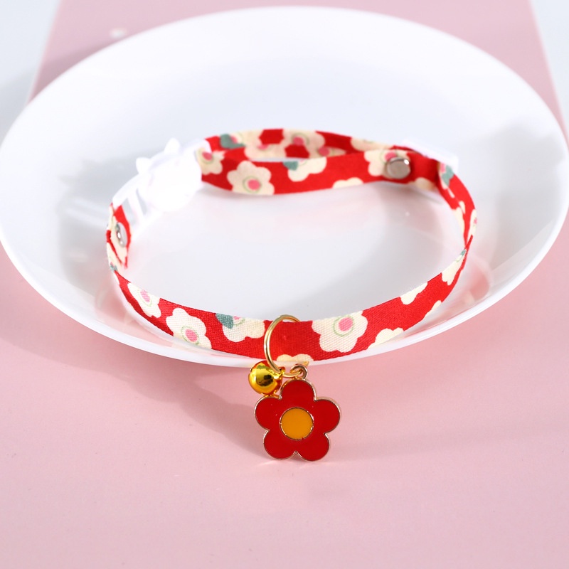 Pet Collar Cat Collar Tulip Dog Collar Lattice Flower Sequin Pendant
