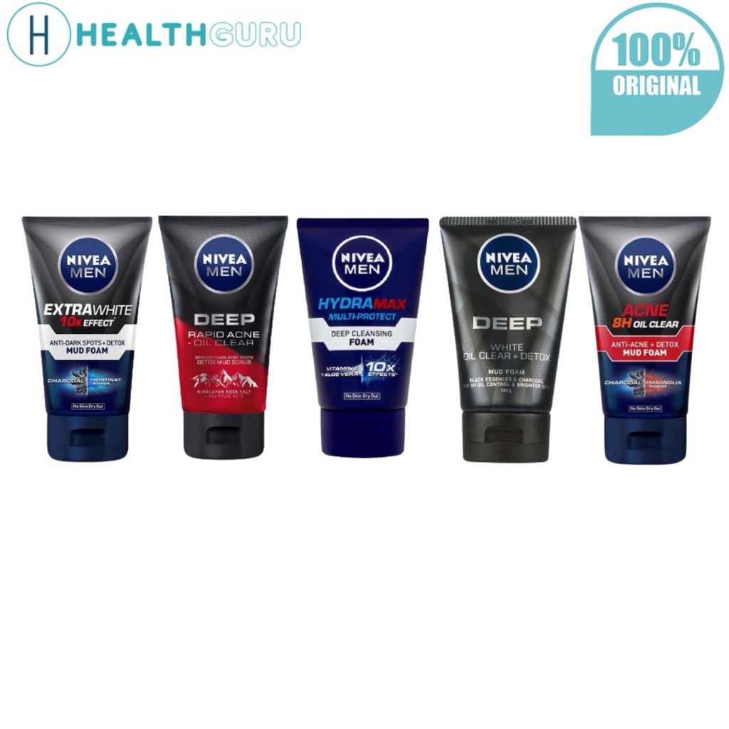 Nivea Men Face Wash Facial Cleanser Deep White Rapid Acne Extra White