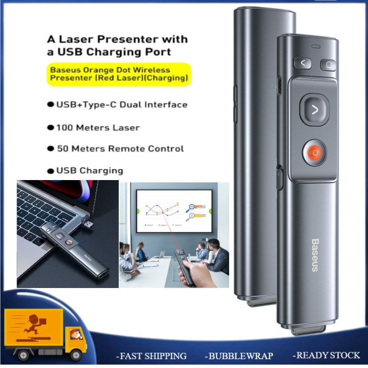 Wireless Presenter Orange Dot - Dual Mode USB and Type-C Power Point ...