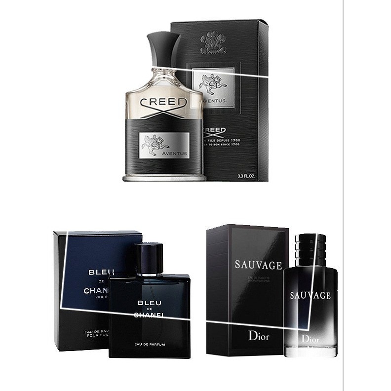 MENS BEST 3 PERFUMES SET CREED AVENTUS EDP+ SAUVAGE EDP+BLEU DE CHANNEL ...