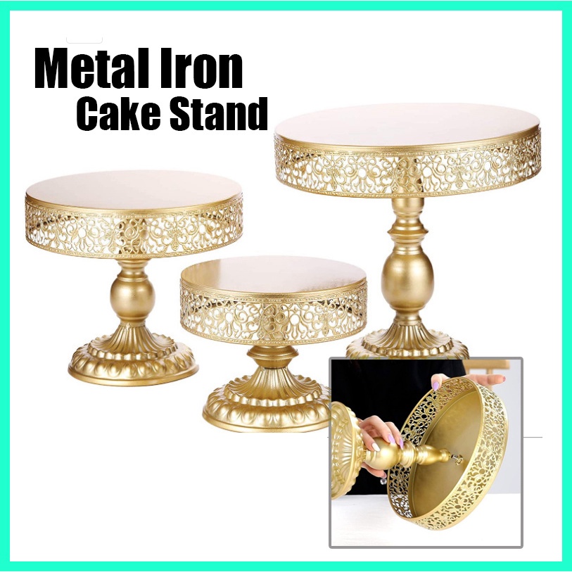 Metal Iron Cake Stand Round Pedestal Dessert HolderDisplay Rack Dulang ...