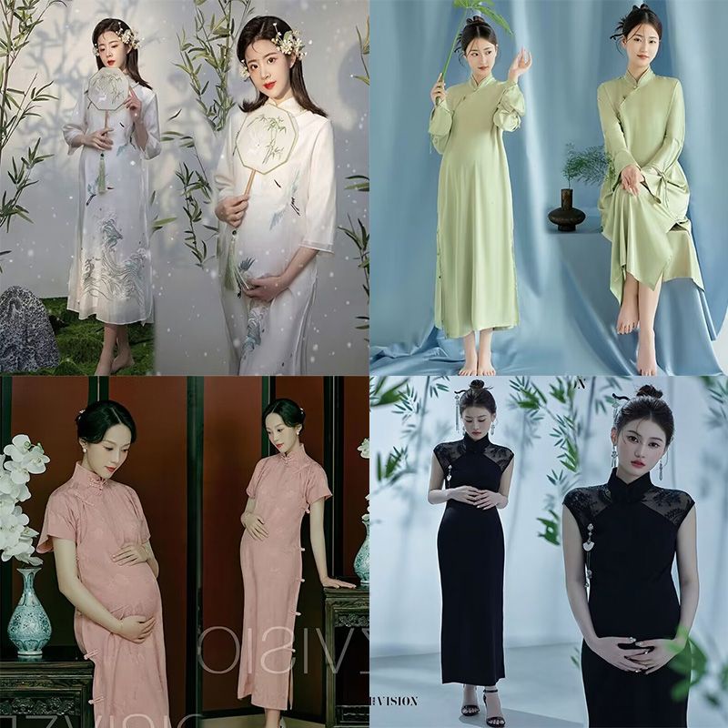 2c-pregnant Mommy Photo Retro Cheongsam Photography Costume Chinese ...