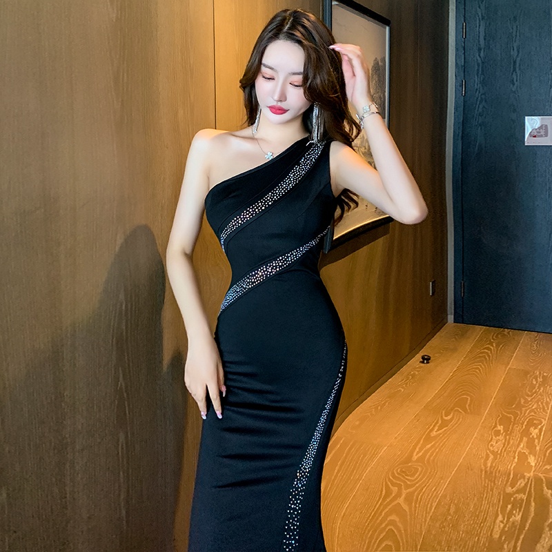 Women Fashion New Off Shoulder Sleeveless Cocktail Evening Dress Bodycon Fishtail Maxi Dress Shopee Malaysia