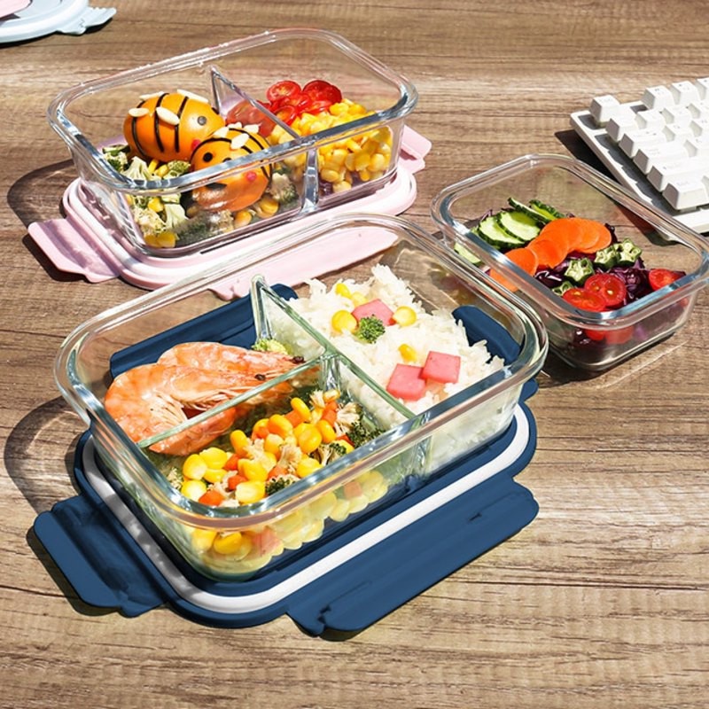 Office Lunch Box With Spill-Proof Lid 2-3 Compartments 950ml 1000ml