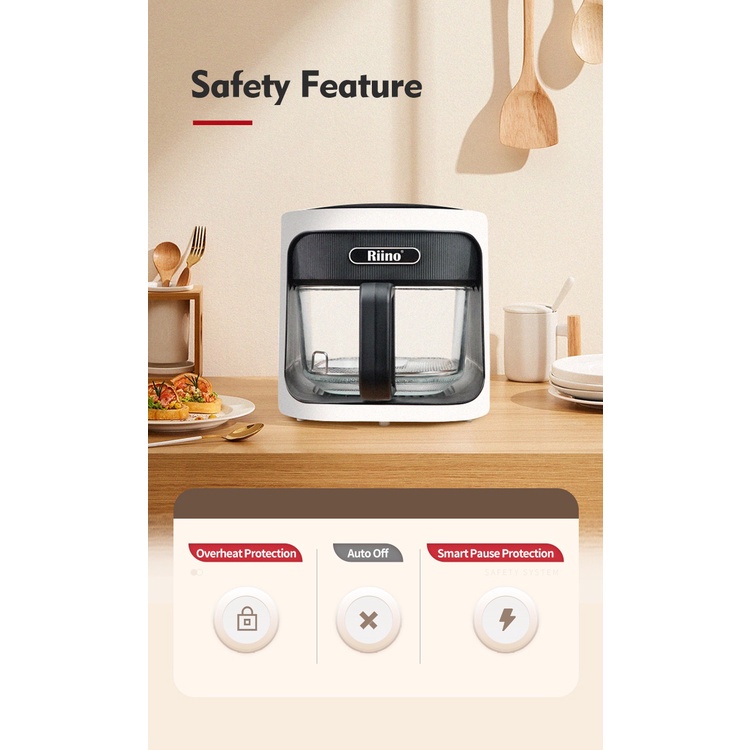 Riino Tough Glass AI Air Fryer Oven HD (5.0L) GMAF01 Shopee Malaysia