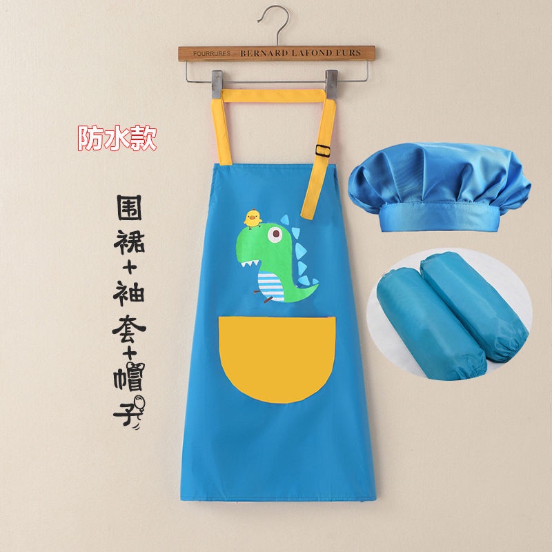 Pakaian chef, apron kalis air kanakkanak, lengan baju, topi chef