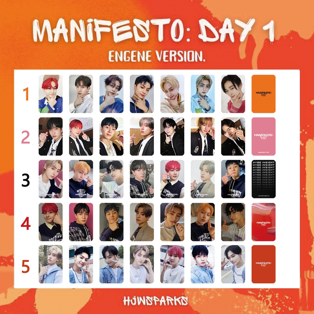 Kpop Idol ENHYPEN Manifesto : Day 1 Photocards ENGENE Fans Collection ...