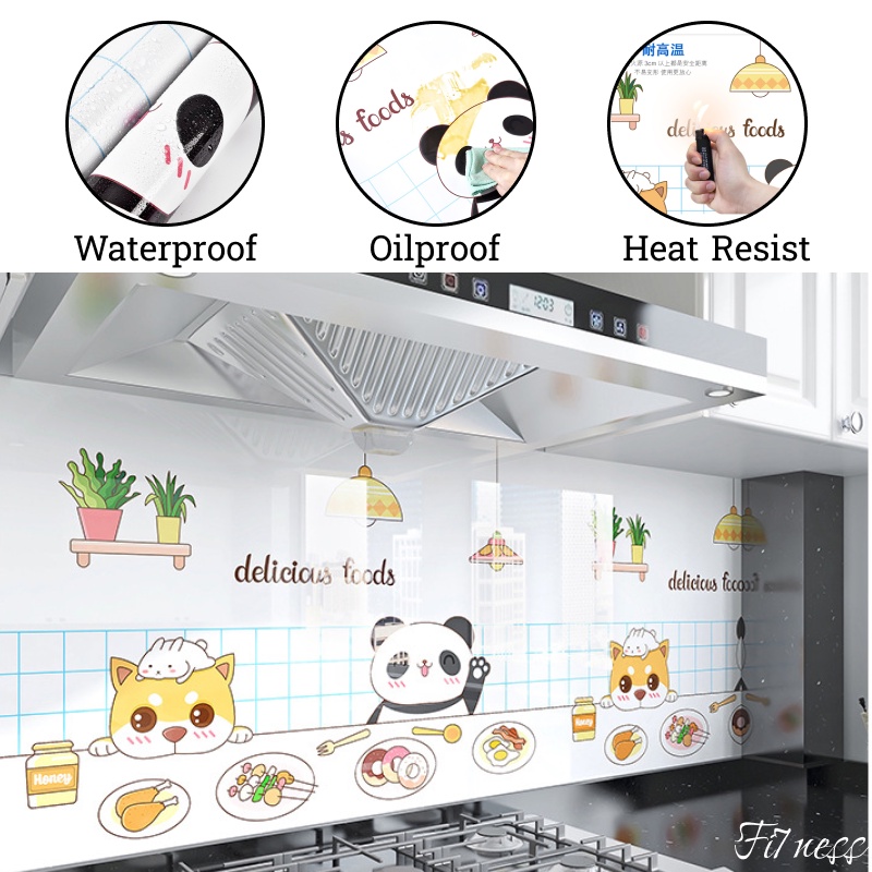 [1m/3m/5m*60cm] Kitchen Wallpaper Stickers High Temperature Resistance Wallpaper AntiOil