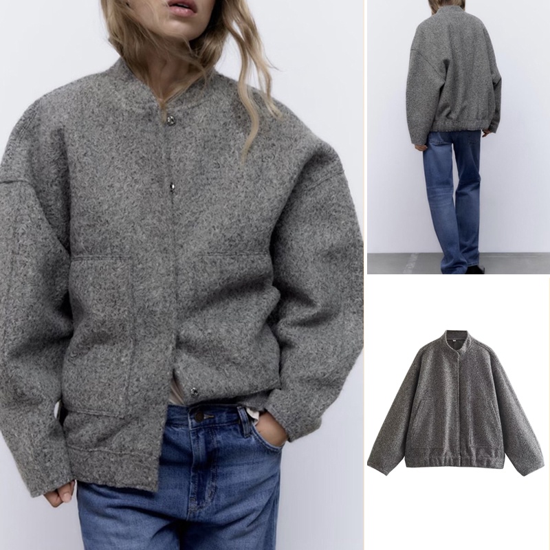 23 Spring New Style European American Style Texture Bomber Jacket ...