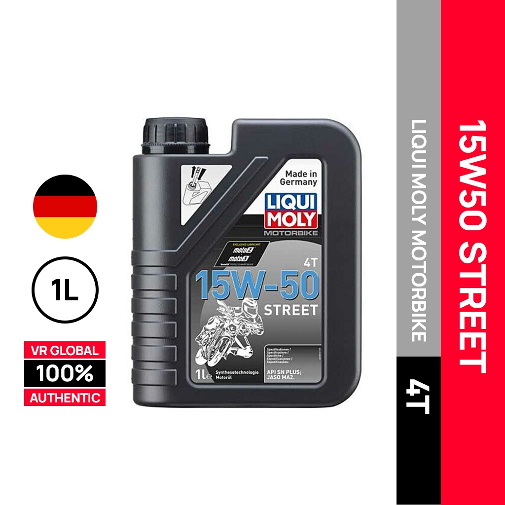 LIQUI MOLY MOTORBIKE 15W50 4T STREET ENGINE OIL 2555 GERMANY 1L ...