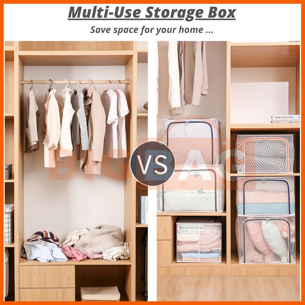 Transparent Storage Box Foldable Clothes Storage Box Waterproof Kotak ...