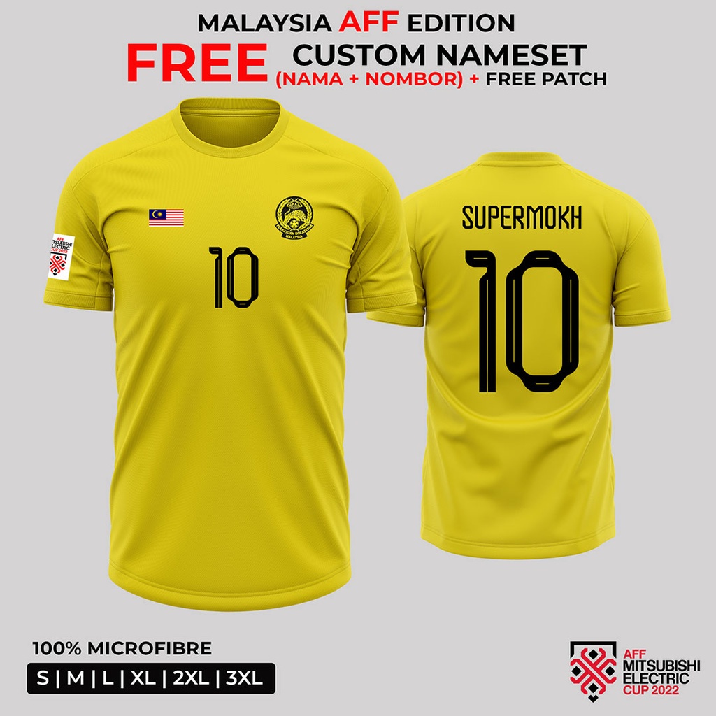 JERSEY MALAYSIA 2022 2023 22/23 JERSI MALAYSIA CUSTOM NAME AND NUMBER