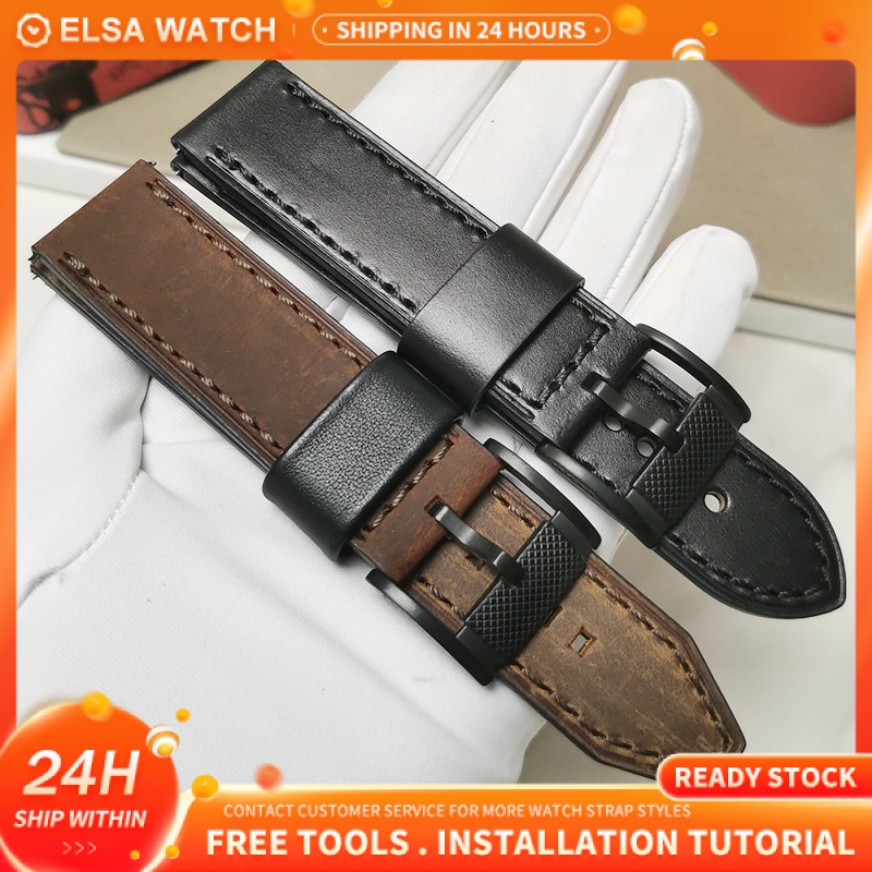 FOSSIL Strap 22mm 24mm tali jam Genuine Leather Matching model FS4656 ...