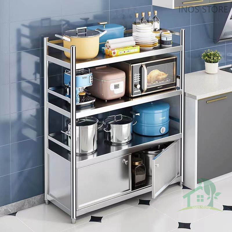 Stainless Steel Kitchen Storage Cabinet With Door Microwave Oven Oven ...