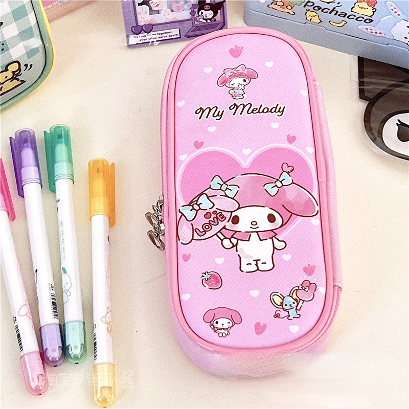 Sanrio Pencil Case PU Leather Large Capacity Pen Box Waterproof Storage ...