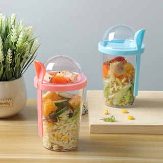 Breakfast Oatmeal Cereal Nut Yogurt Salad Cup Seal Container Set with Fork  Sauce Cup Lid Bento Tuppers Food Taper Bowl Lunch Box
