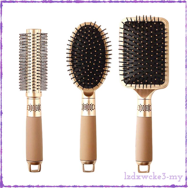 [LzdxwckefaMY] 3x Hair Brush Set with Ball Tip Bristles for Straight