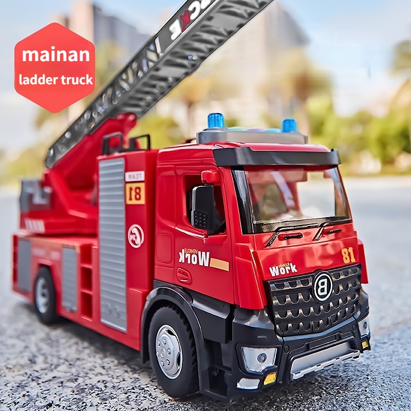 Water Tank Ladder Fire Control Car Model Fire truck DieCast Vehicles