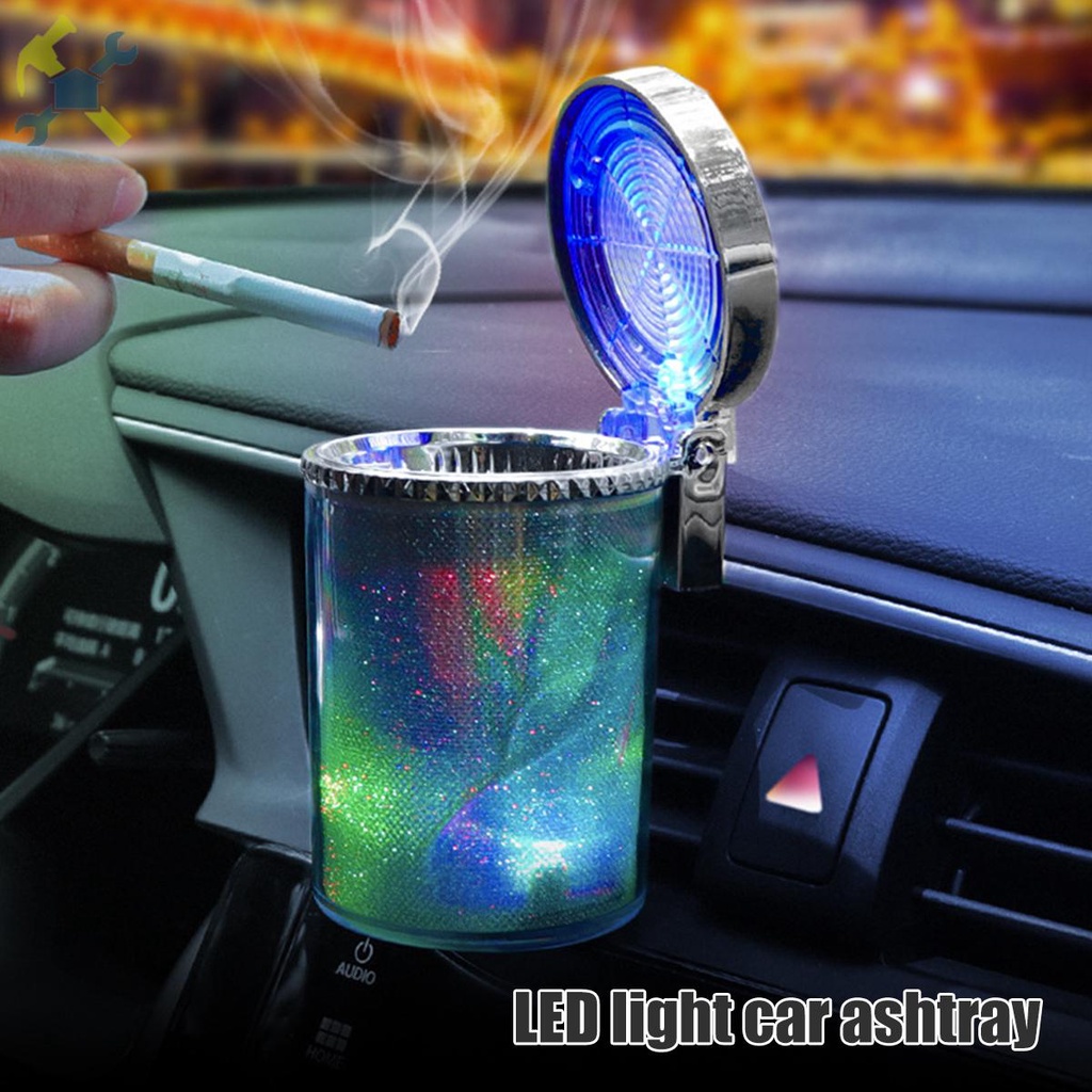 Car Cigarette Ashtray Car Ashtray with LED Light and Flip Lid Air Vent