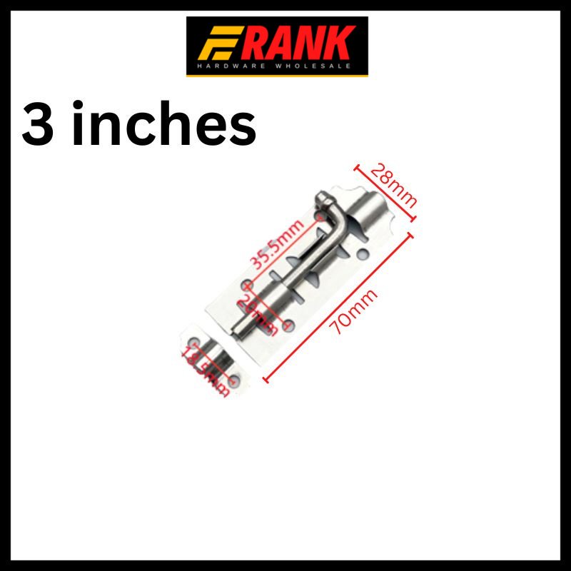 Stainless Steel Door Latch 2 3 4 in Sliding Lock Barrel Bolt Latch Hasp