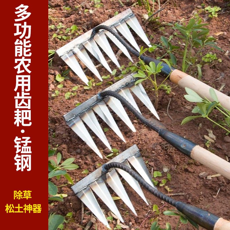 gardening tools sabit sawit Rake Agricultural Iron Rake Sixtooth Hoe
