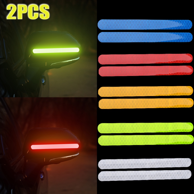 2pcs Car Rear-view Mirror Reflective Sticker Night Safety Warning Strip ...