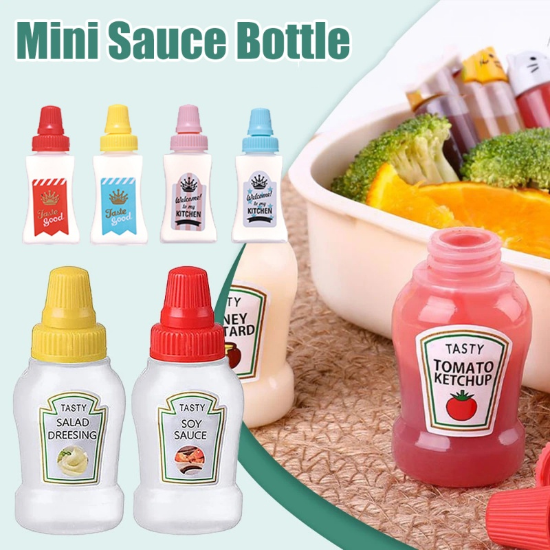 2PCS Mini Sauce Dispensing Bottle Portable for Reusable Ketchup