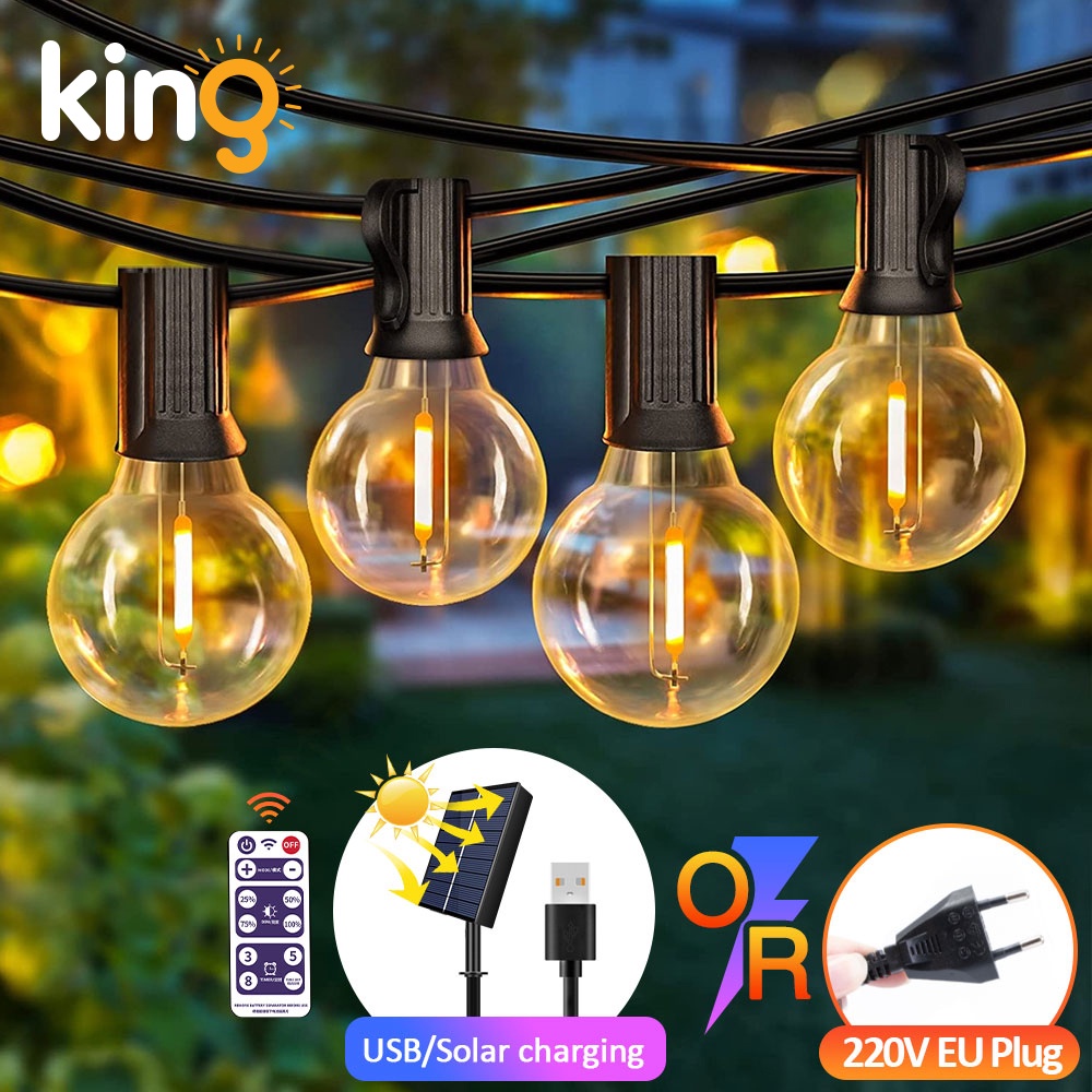 Solar/EU Plug String Lights, G40 Tungsten String Lights/LED Solar