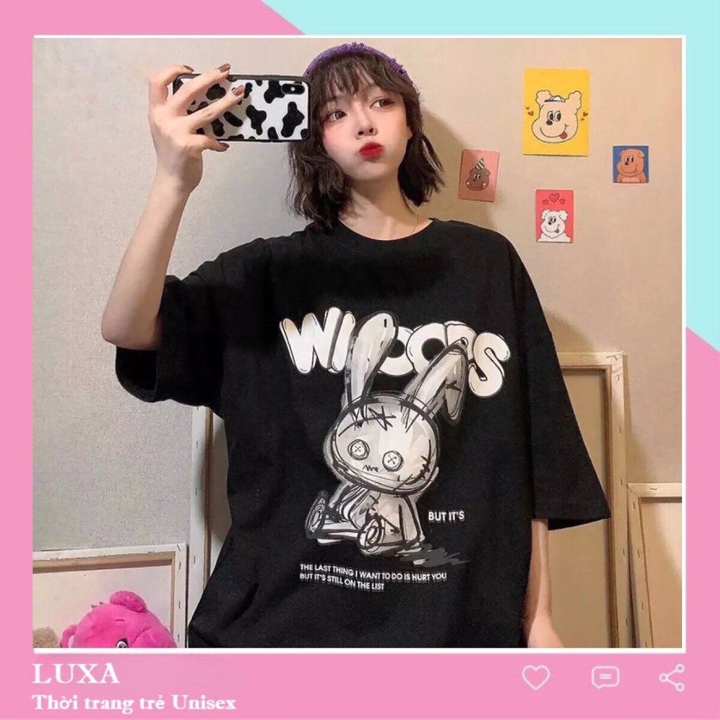 Woops LUXA loose-form unisex short-sleeved T-shirt, ulzzang men's and ...