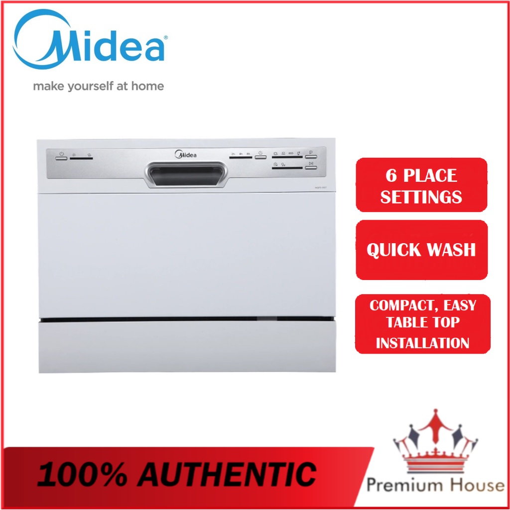 Midea WQP63607 Tabletop Dishwasher With 6 Place Settings With 30min