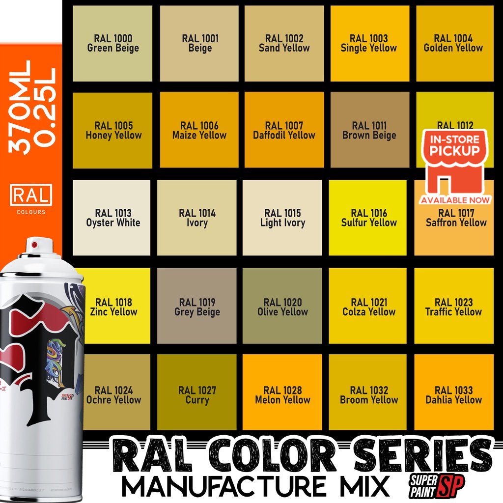 [ RAL Color Series 1 ] RAL1000 To RAL1033 Aerosol Tin Spray Kaler ...